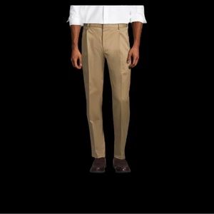 Lands' End Comfort Waist Pleated Twill Dress Pants Khaki size 42 NEW